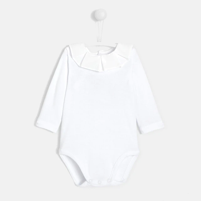 Baby girl bodysuit with frilled collar