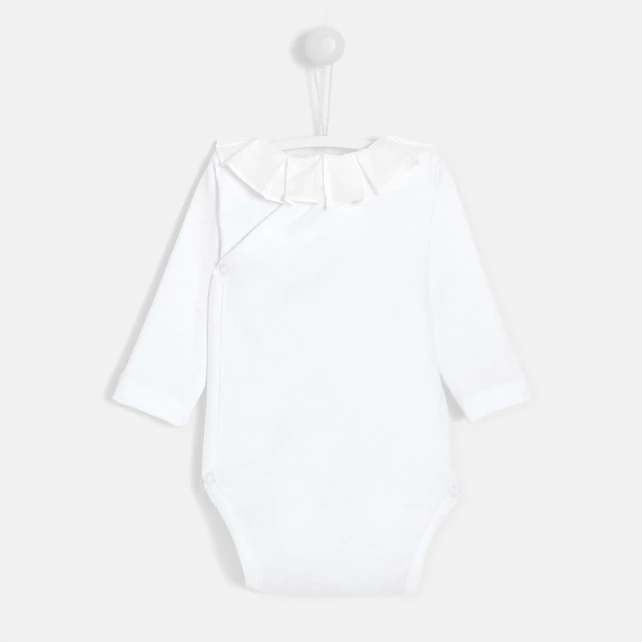 Baby girl bodysuit with frilled collar