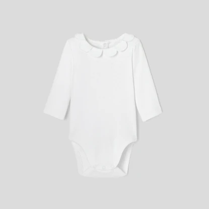 Baby girl bodysuit with petal collar