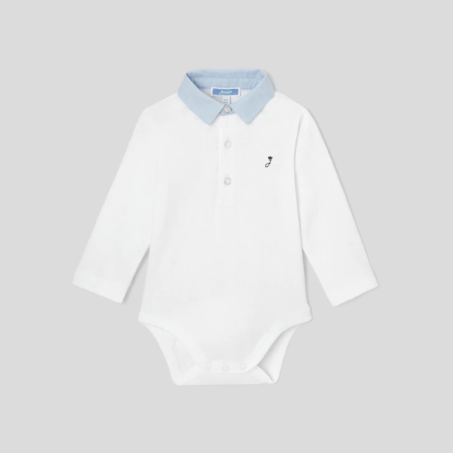 Baby boy bodysuit with Oxford collar