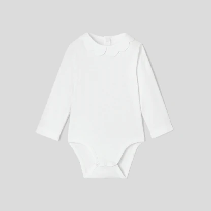 Baby girl bodysuit with scalloped collar