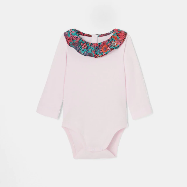 Toddler girl bodysuit with Liberty collar