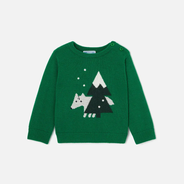 Toddler boy Intarsia wolf jumper