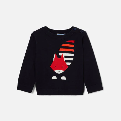 Toddler boy Intarsia fox jumper