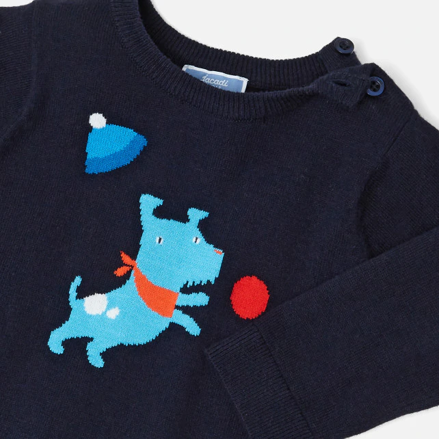 Toddler boy Intarsia dog jumper