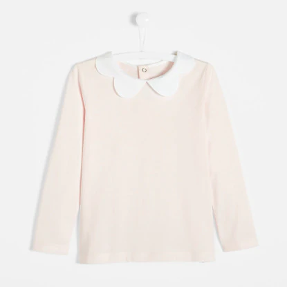 Girl t-shirt with scalloped collar