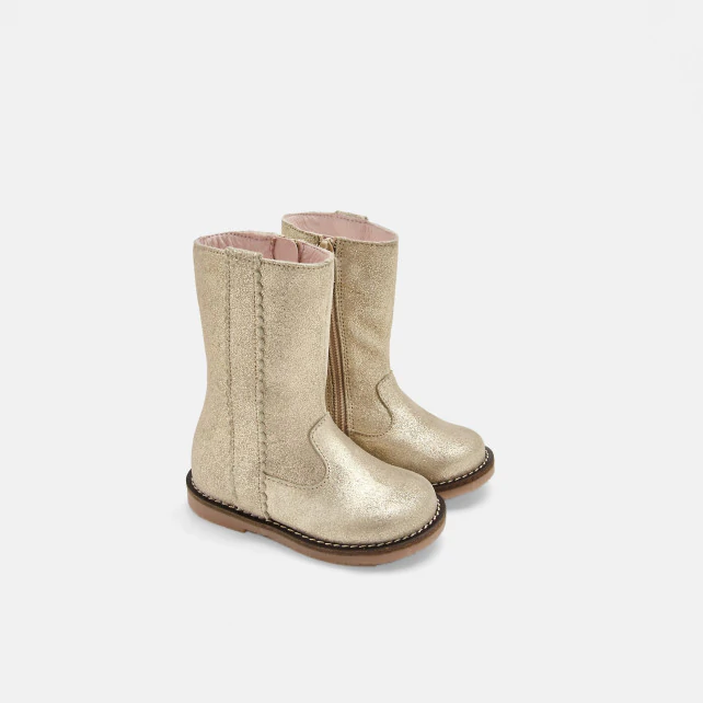 Baby girl metallic leather boots