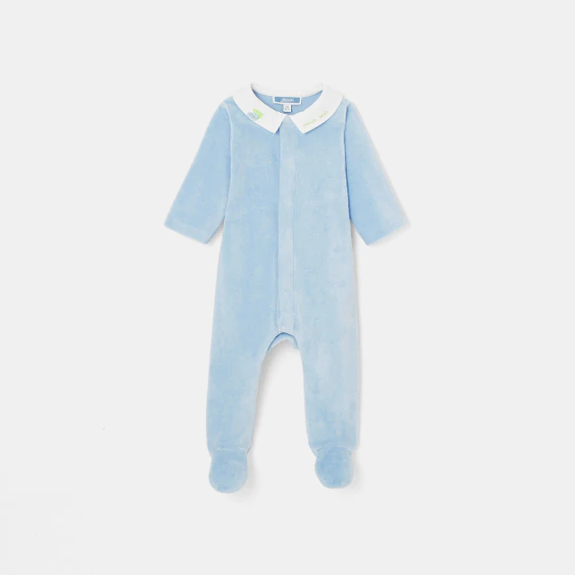 Baby boy loop velvet footed pyjamas