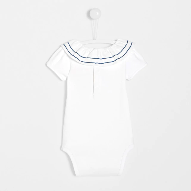 Baby girl bodysuit with a narrow collar