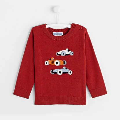 Toddler boy Intarsia cars jumper