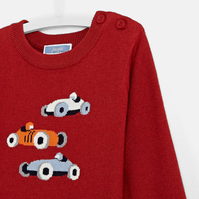 Toddler boy Intarsia cars jumper