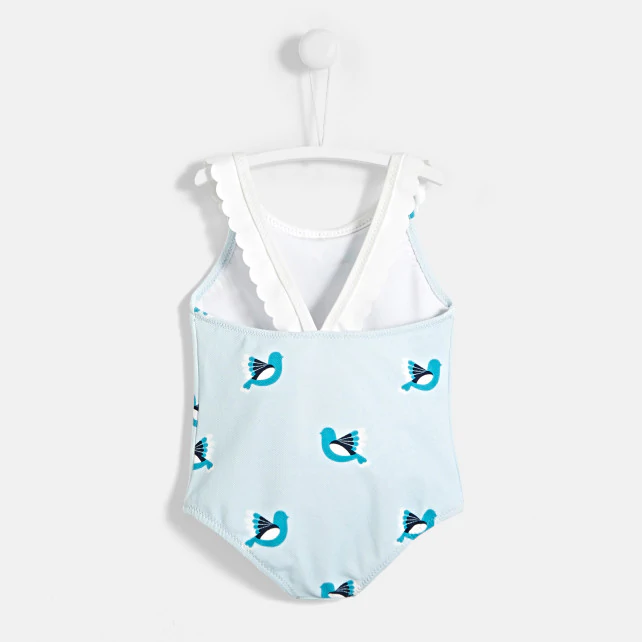 Toddler girl bathing suit with bird motif