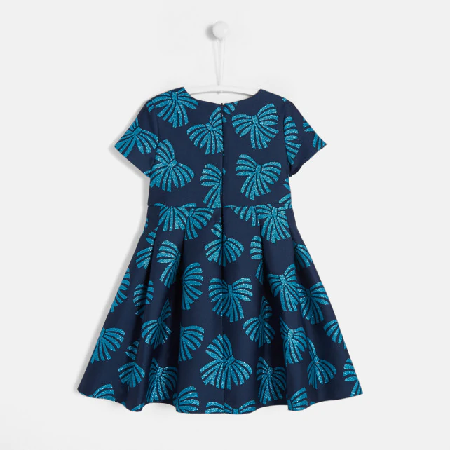 Girl jacquard bow dress