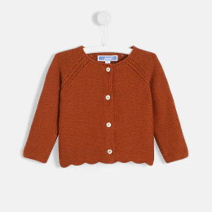 Baby girl cardigan with scalloped hem