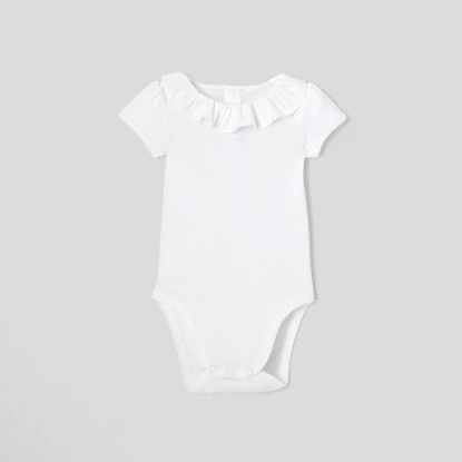 Baby girl bodysuit with ruffled collar