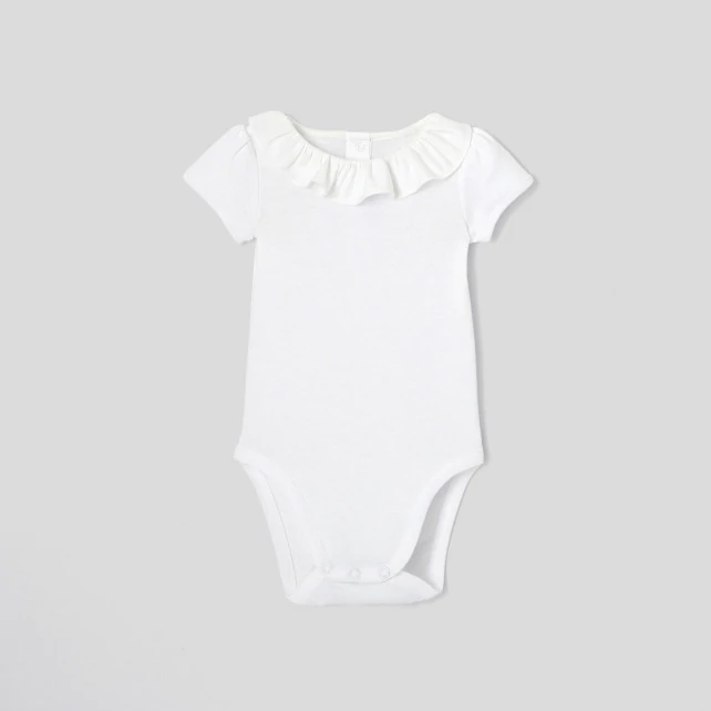 Baby girl bodysuit with ruffled collar