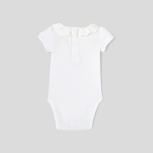 Baby girl bodysuit with ruffled collar