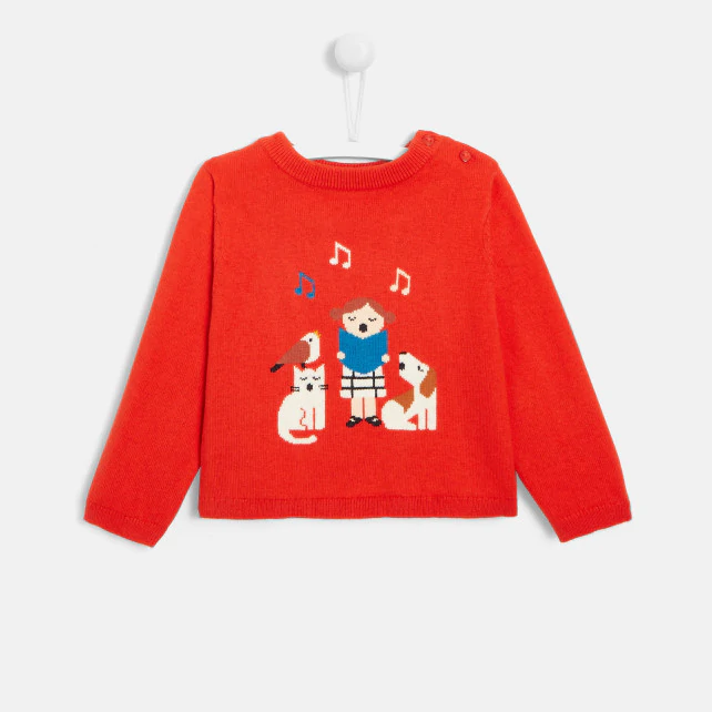 Toddler girl Intarsia motif sweater