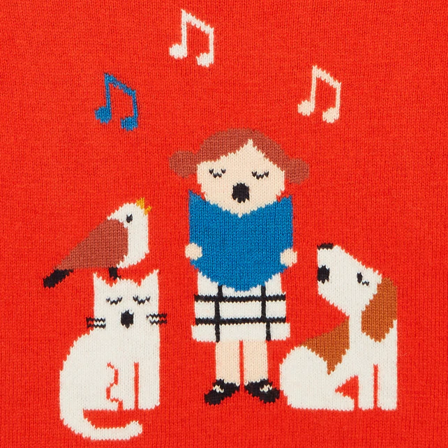 Toddler girl Intarsia motif sweater