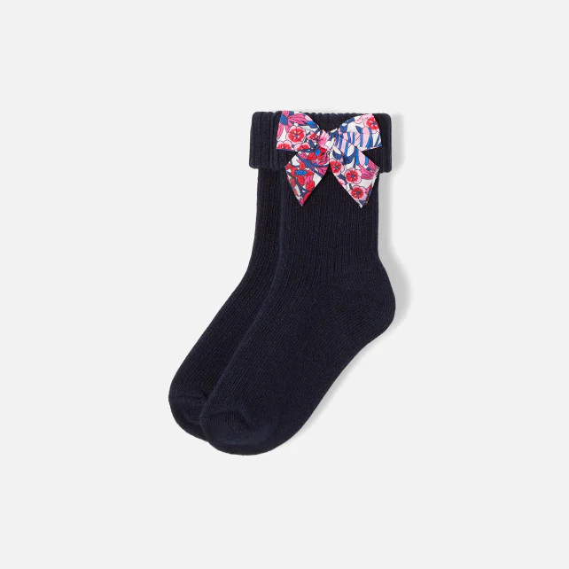 Toddler girl socks with Liberty print bows