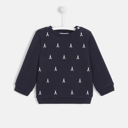 Toddler boy sweatshirt with Eiffel Tower print