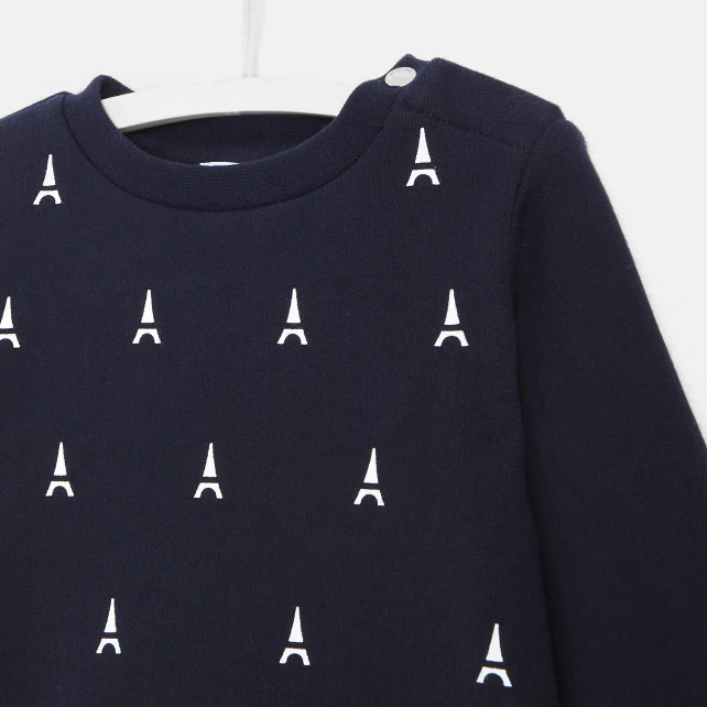 Toddler boy sweatshirt with Eiffel Tower print