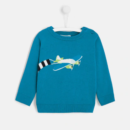 Toddler boy Intarsia plane jumper