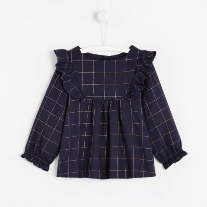 Toddler girl Lurex windowpane print blouse