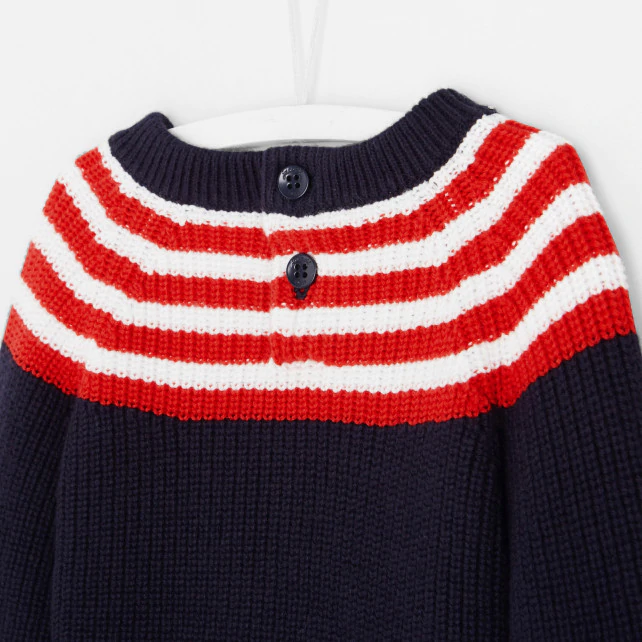 Toddler boy jumper with striped collar