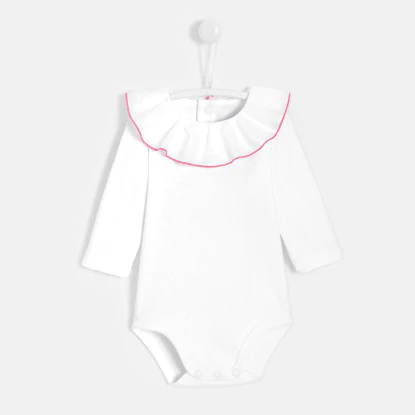 Baby girl bodysuit with ruffled collar