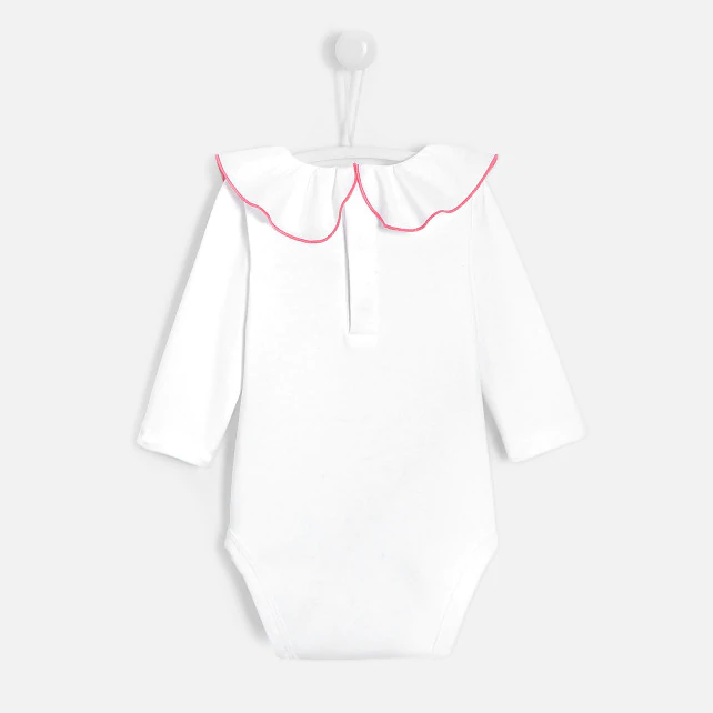 Baby girl bodysuit with ruffled collar