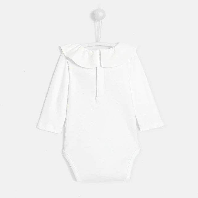 Baby girl bodysuit with frilled collar