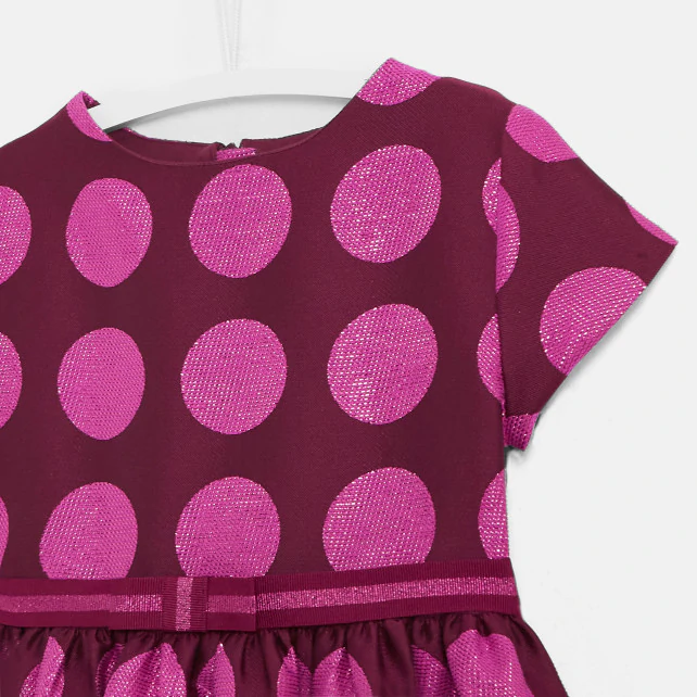 Girl jacquard polka dot Christmas dress