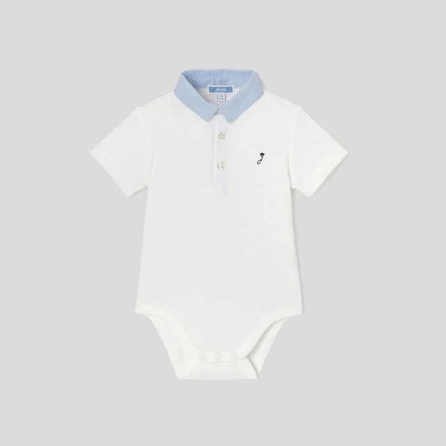 Baby boy bodysuit with Oxford collar