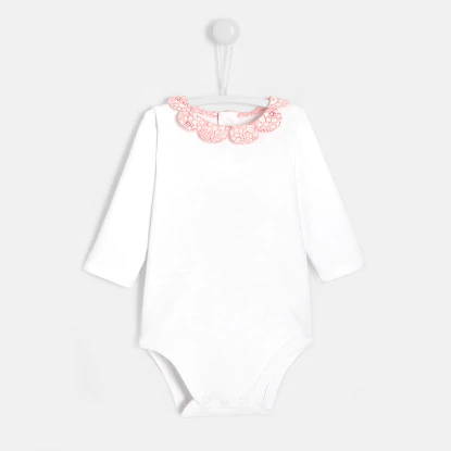 Baby girl bodysuit with petal collar