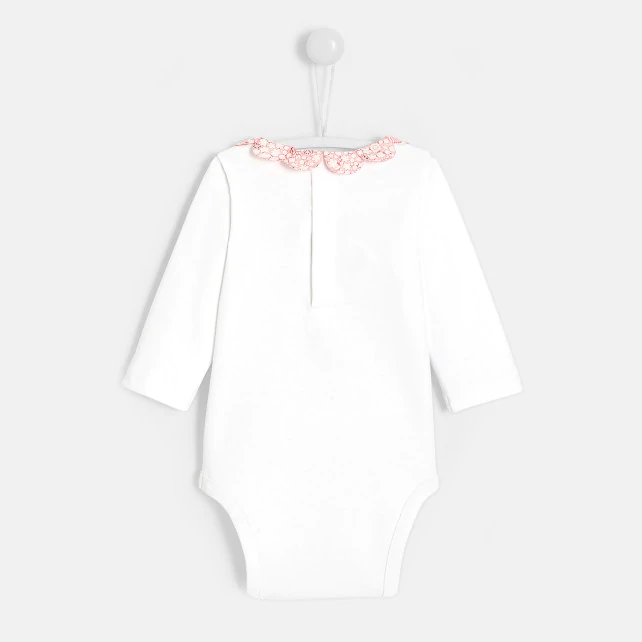 Baby girl bodysuit with petal collar