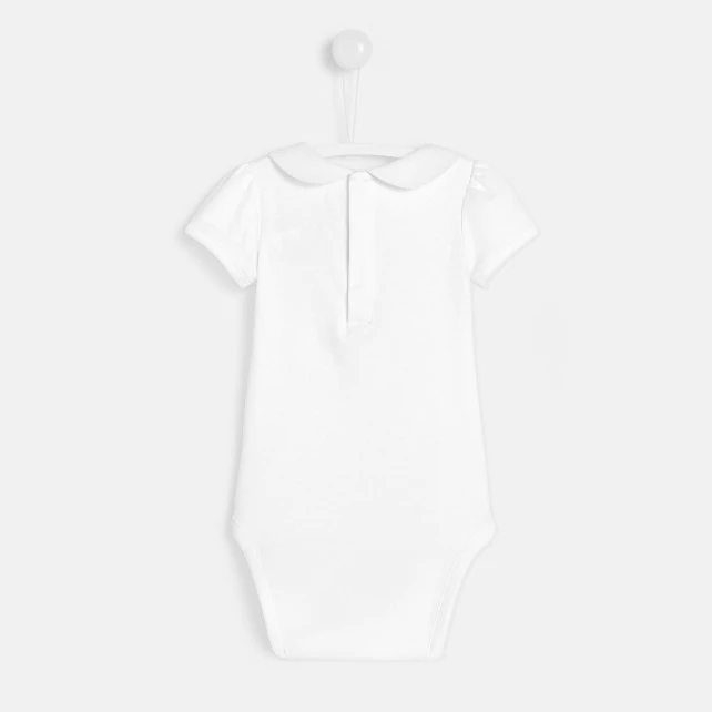 Baby girl bodysuit with Peter Pan collar