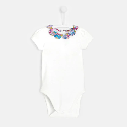 Baby girl bodysuit with Liberty print collar