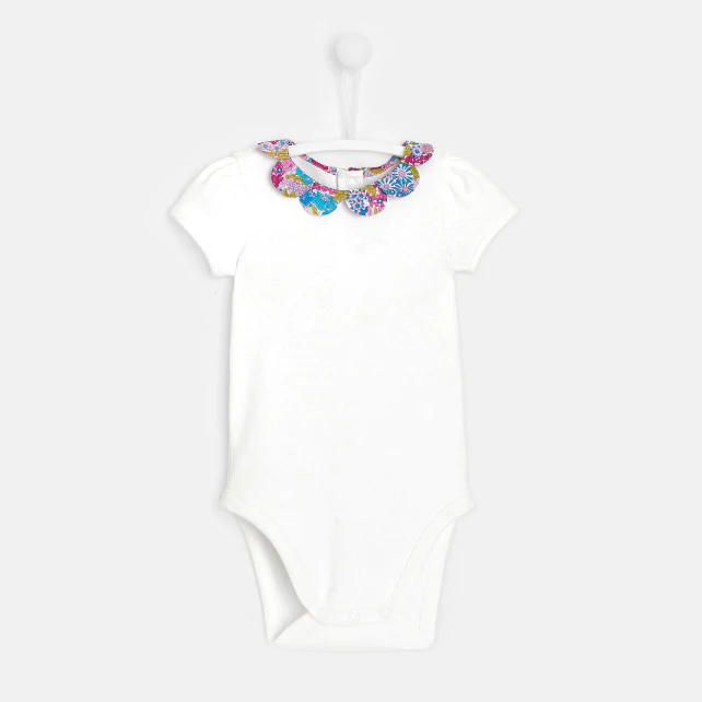 Baby girl bodysuit with Liberty print collar