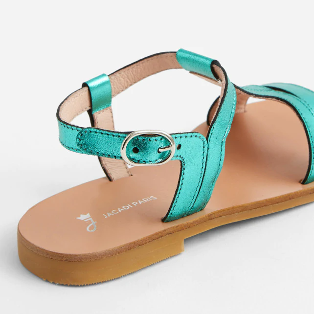 Girl iridescent leather sandals