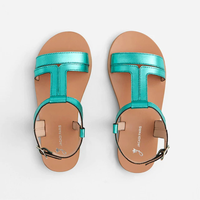 Girl iridescent leather sandals