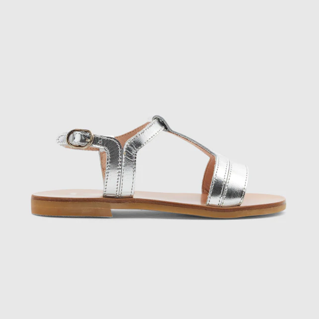 Girl iridescent leather sandals