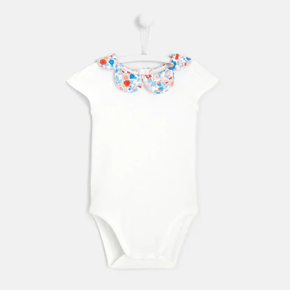 Toddler girl bodysuit with flower petal collar