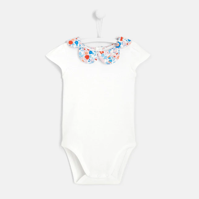 Toddler girl bodysuit with flower petal collar