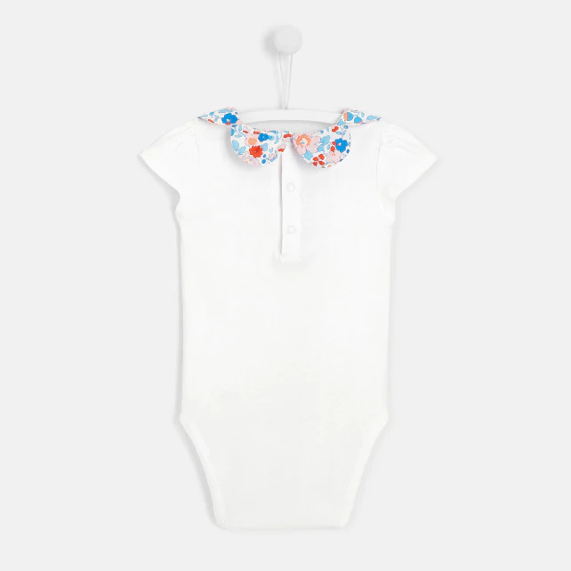 Toddler girl bodysuit with flower petal collar