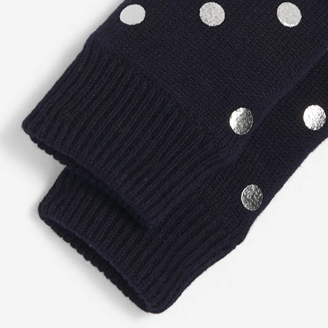 Girl silver polka dot mittens