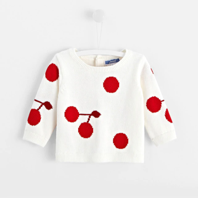 Baby girl jumper with polka dot and cherry print