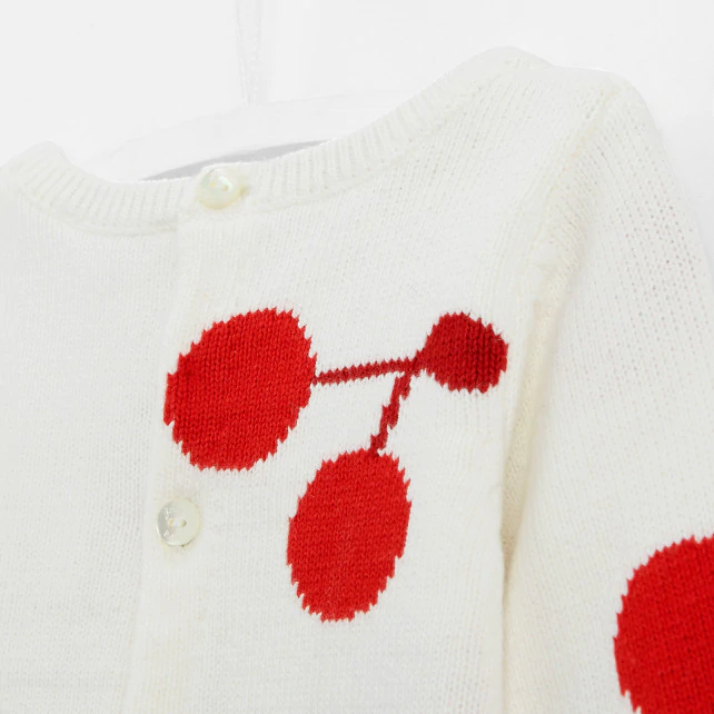 Baby girl jumper with polka dot and cherry print