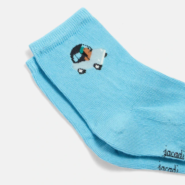 Toddler boy socks with Intarsia car