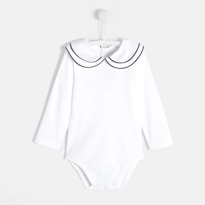 Toddler girl bodysuit with double collar